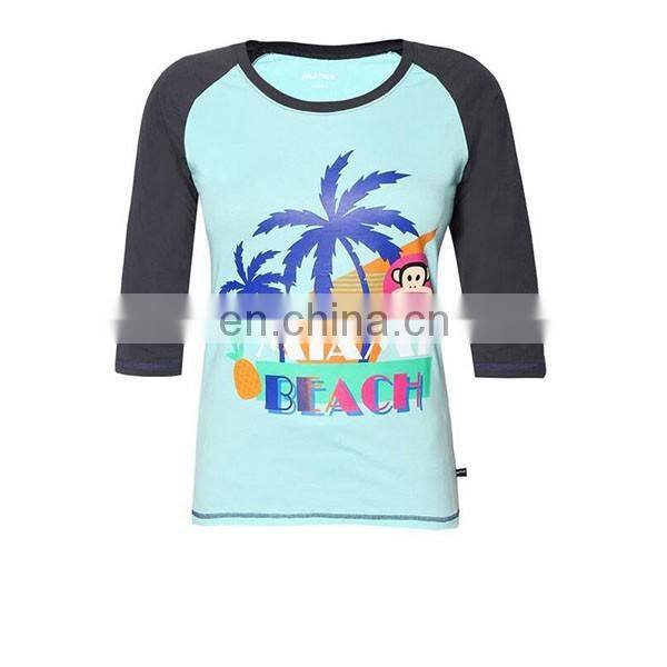 Custom printing casual women t shirt long sleeve lady blouse