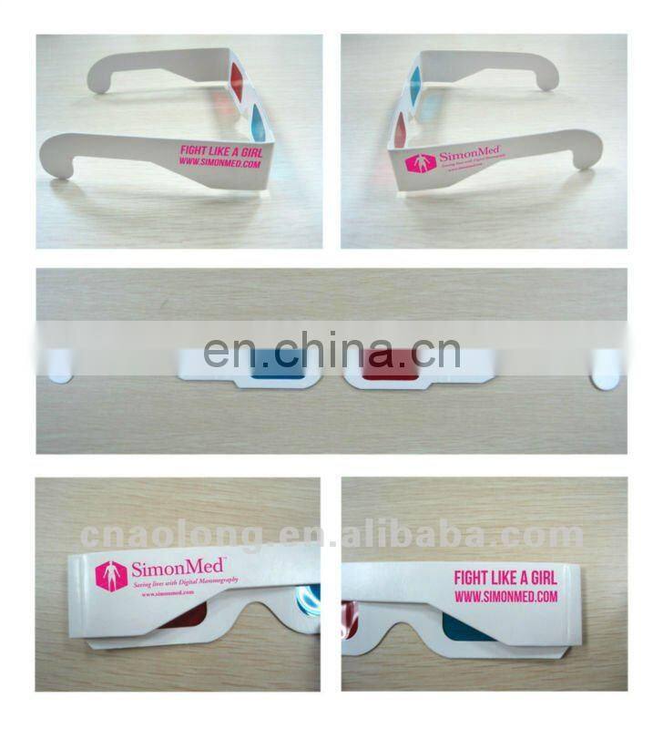 no minimum custom full color print logo coated paper 3d movie glasses for sale