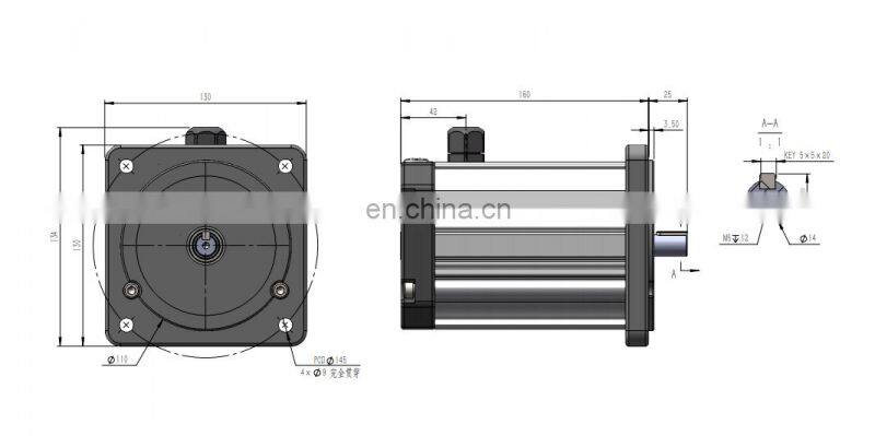 EMP043 48V 4000W 2580RPM B14 with controller and hall sensor 24mm shaft diameter