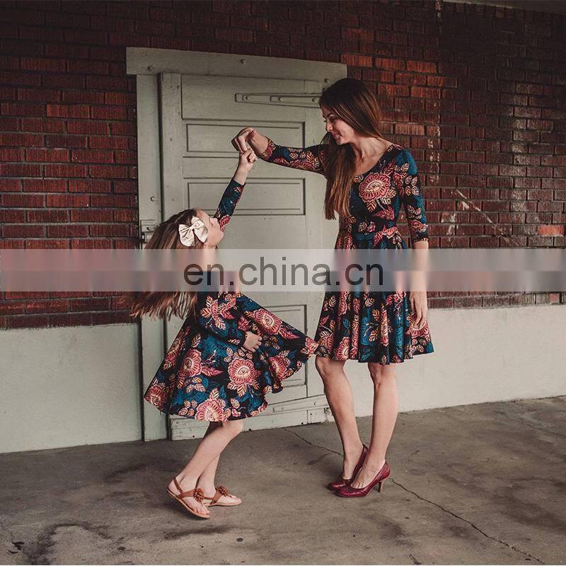 Mother daughter dresses 2019 Vintage Floral Mini Dress Mom and daughter dress Mother and daughter clothes ropa madre e hija