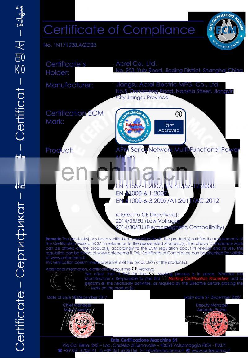 ACREL APM800 three phase smart power quality energy analyser meter high accuracy class 0.5S with RS485 Modbus