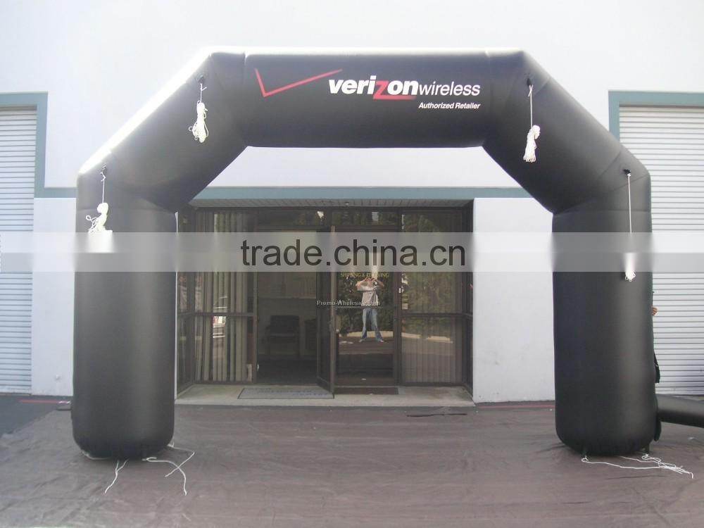 Black color Air sealed inflatable arch with banner for exhibition / inflatable archway