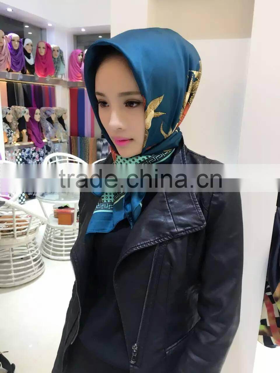 NEW 110*110CM Turkey silk muslim square scarf