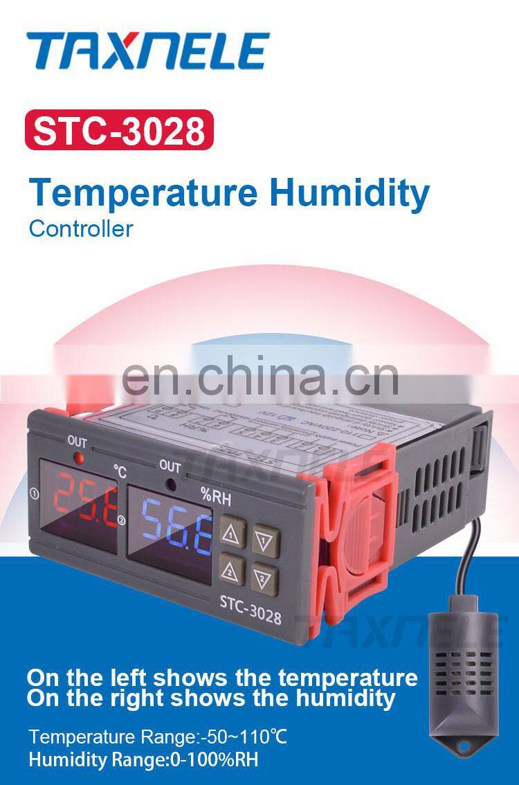 Dual Digital Thermostat Temperature Humidity Control STC-3028 Thermometer Hygrometer Controller AC 110V 220V DC 12V 24V 10A