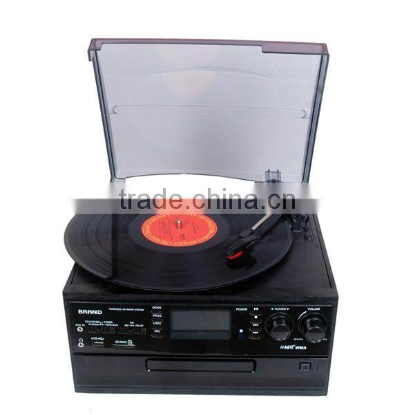 TR-19PCD:Professional Vintage design with vinyl records player usb record CD AM FM radio cassette
