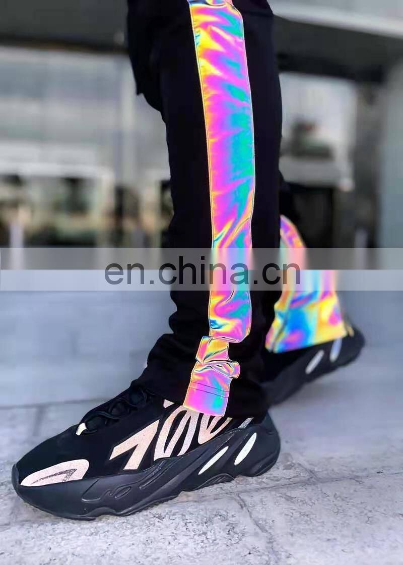 New foreign trade night running reflective strip men's casual pants men's trendy brand hip-hop reflective feet men's pants