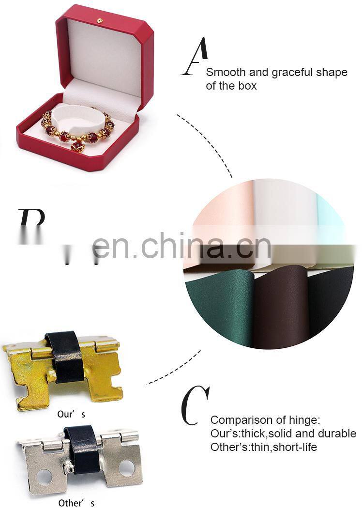 Custom Logo Octagonal Shape Red Color Pu Leather Bangle Box