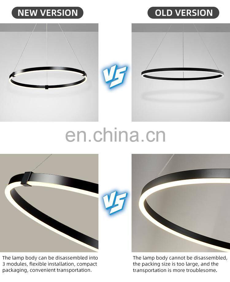HUAYI New Arrival Living Room Indoor Decoration Hanging Circular LED Modern Pendant Light