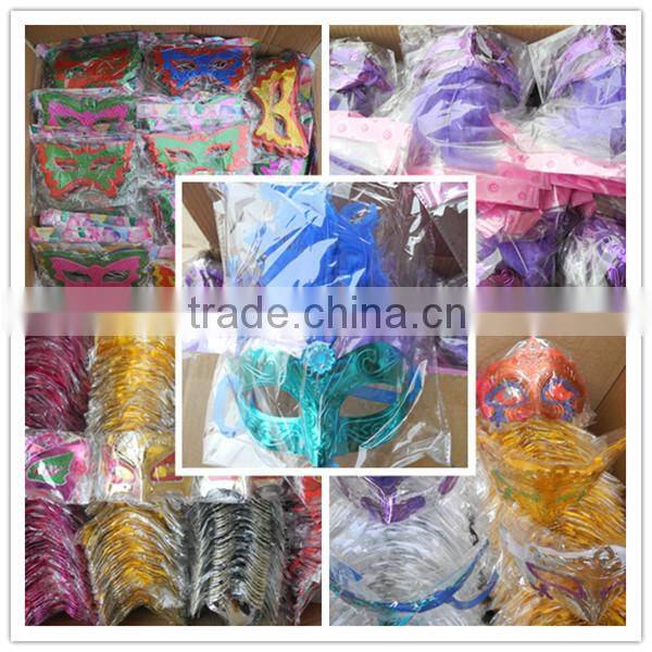 Black Plastic Halloween Eye Mask with Beeds Decoration