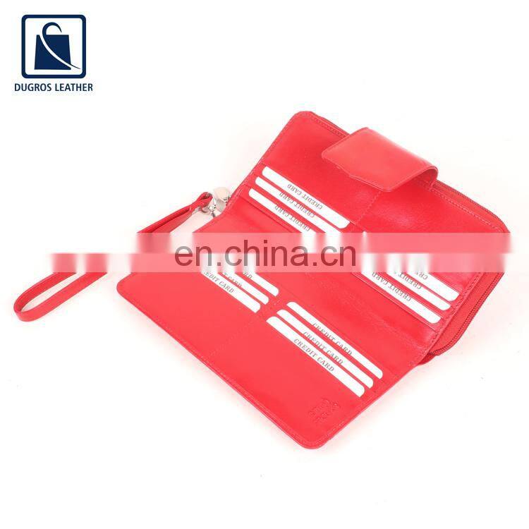 Stylish Look Matching Stitching Magnet Closure Type Genuine Leather Wallet for Women