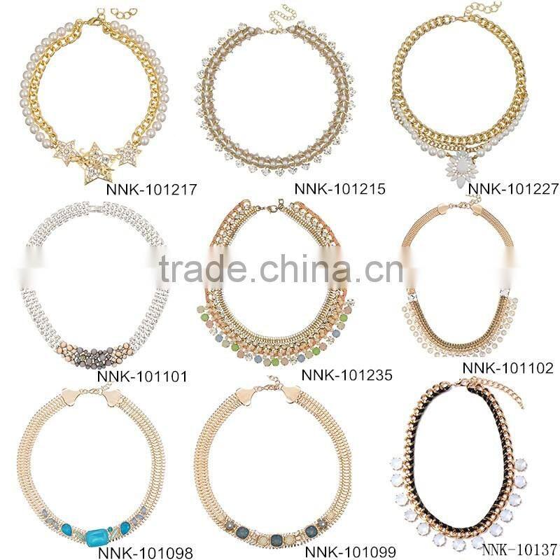 Imitation Pearl Jewelry Handmade Rhinestone Beaded Noble Choker Necklace