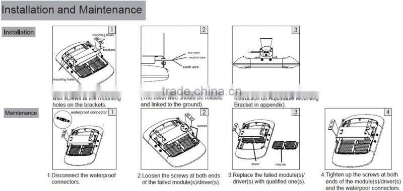 2015 High Power 80w 100w 120w 150w 160w 180w 200w 240w led tunnel light IP68 led outdoor light ce rohs for 5 warranty