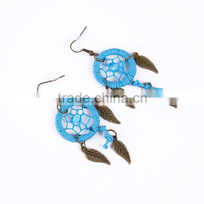Yiwu Wholesale India Handmade Fashion Small Multicolored Dream Catcher Gold Jewelry Earrings In Zinc Alloy Jewelry