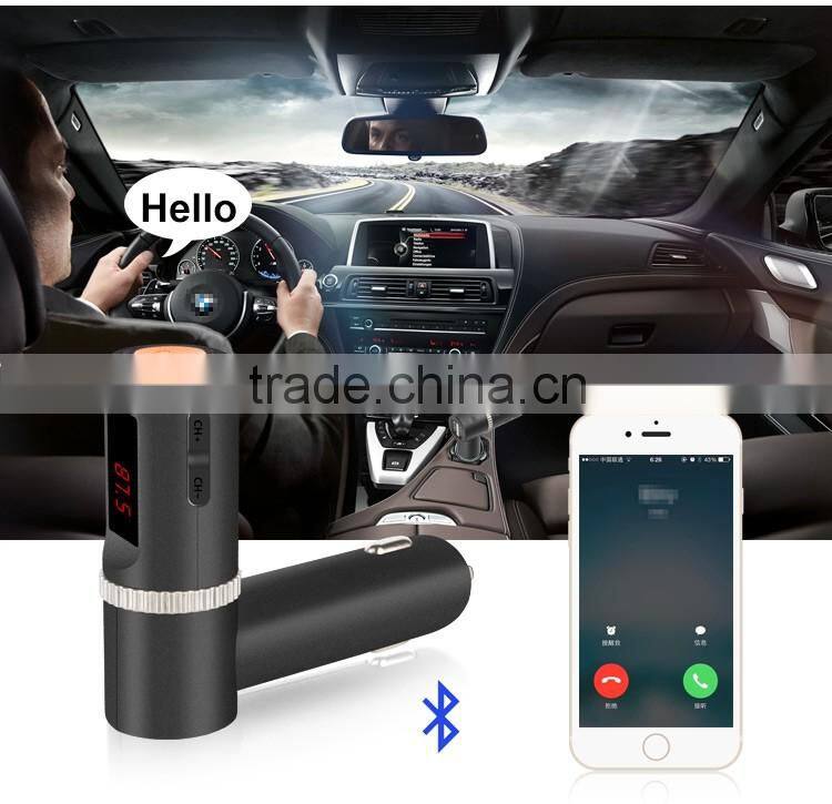Free Sample BC08 fm transmitter bluetooth handsfree car kit MP3 player USB car charger