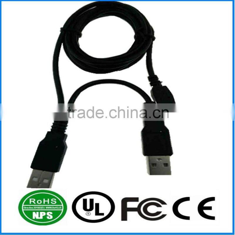 Dual USB2.0 to MiniB Datawire Extension Adapter Cable Splitter Plug For Mobile PC Portable Hard Disk Drive