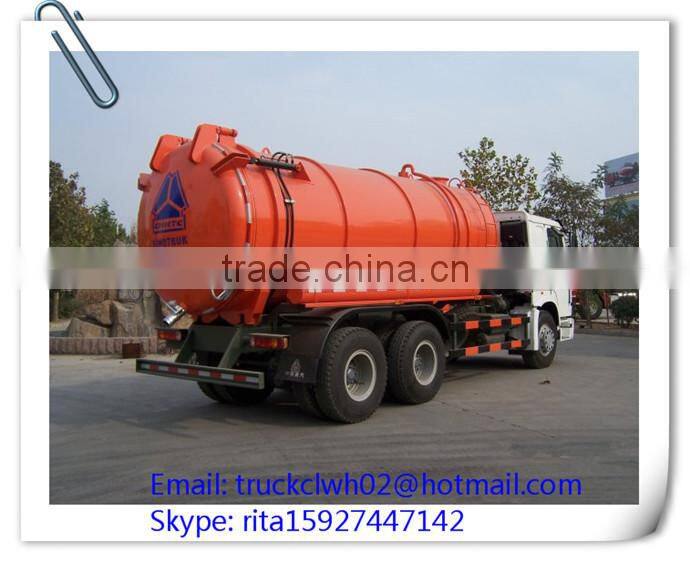 12-16cbm SINOTRUK HOWO sewage suction tanker truck for sale