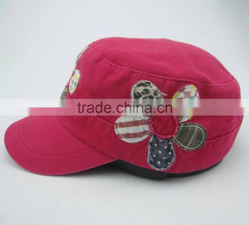 Ladies applique floral military cap