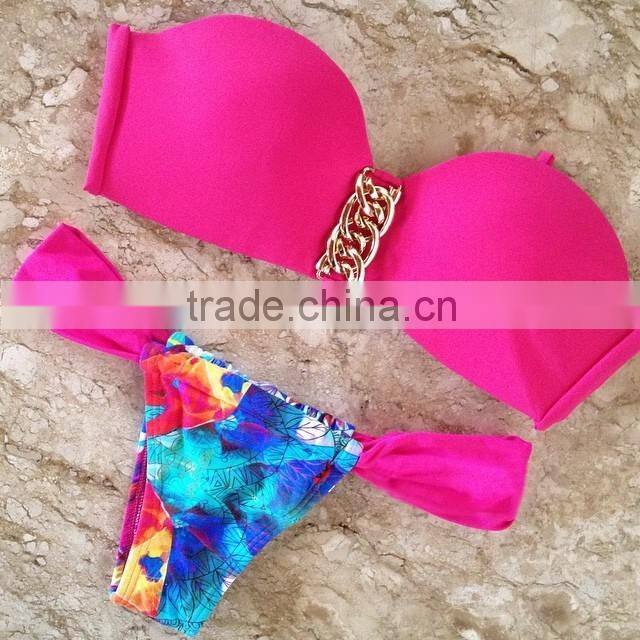 women's sexy swimwear bikinis Rose Red Hoop printed flower bikini