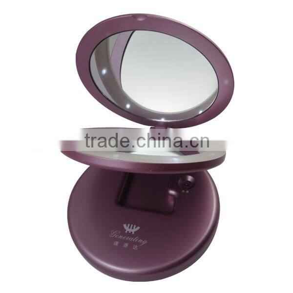 High-end Led lighted salon station makeup mirror & double sides plastic round makeup mirror & foldable compact mirror