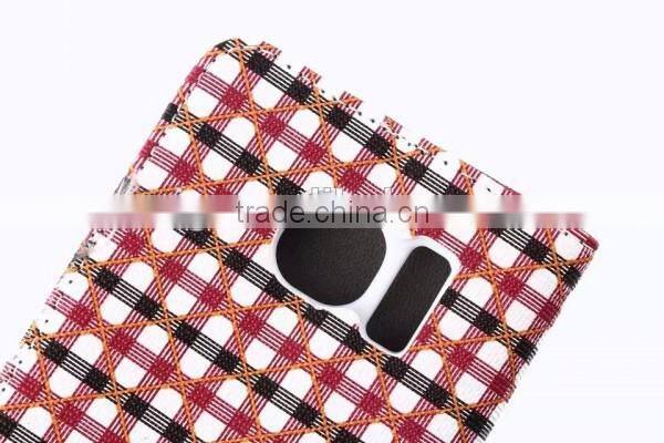 For samsung galaxy S6 Grid pattern PU leather case Cell phone case, For Samsung S6 or For Samsung S6 edge