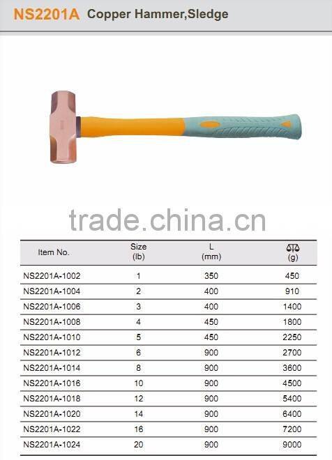 High quality Copper Sledge hammer; Die forged;China Manufacturer;OEM service; No MOQ