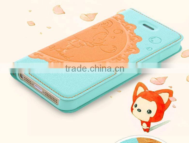 2015 Hot Selling Cartoon Flip Mobile Phone Case Cute Phone Cover For iPhone