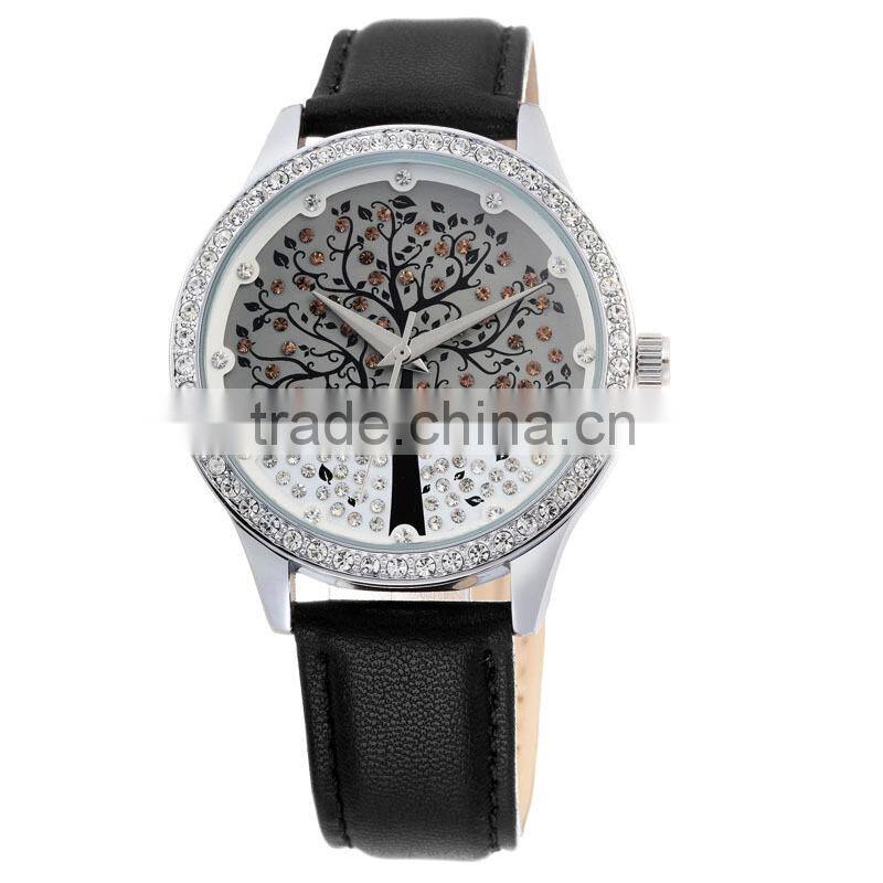 skone 9195 crystal decorated tree dial watches