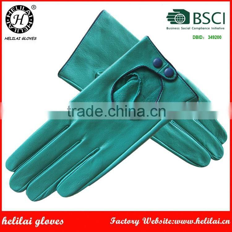 Helilai Hot selling Ladies Unlined Sheep Leather Gloves Women Winter Leather Motorcycle Gloves