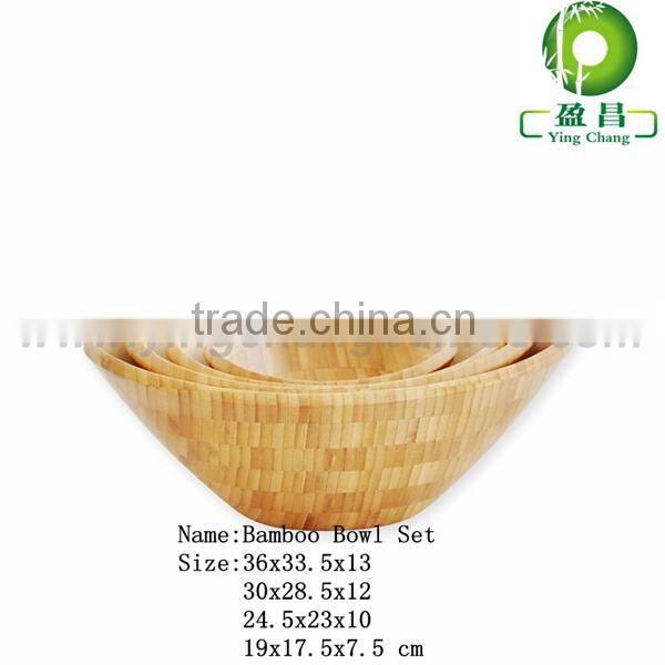 Colorful oval bamboo salad bowl