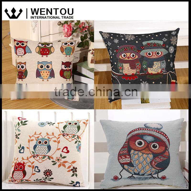 Wentou Vintage PP Cotton Filled Soft Embroidery Owl Pillow