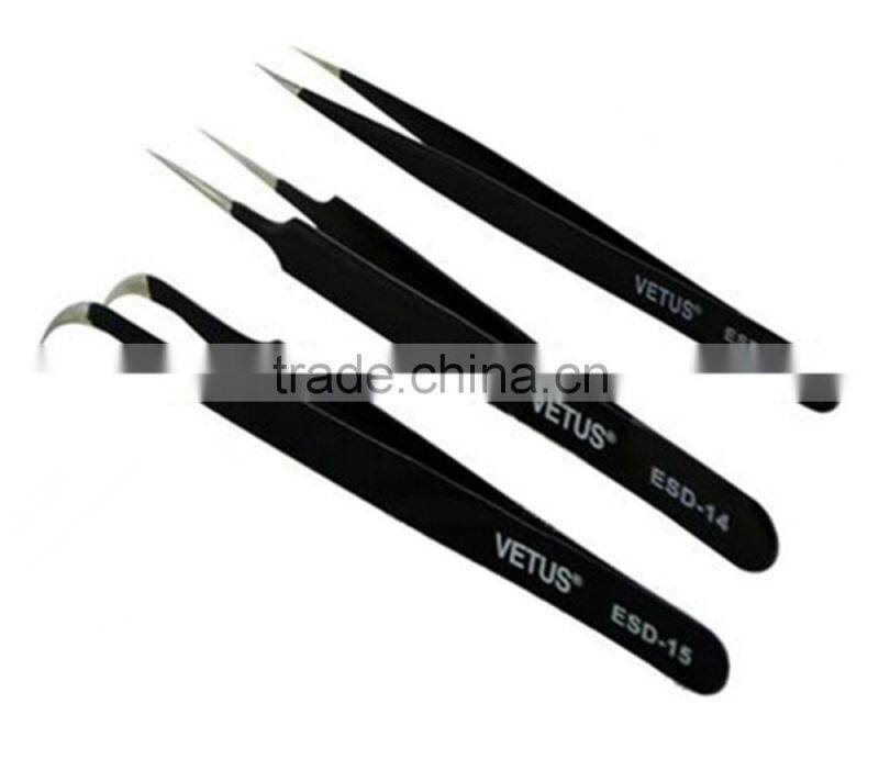 High Quality Vetus ESD Stainless Steel New Fine Point Tweezers Set Needle Nose Tweezers
