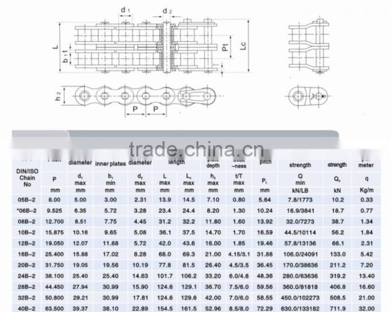 B series Duplex industrial roller chains