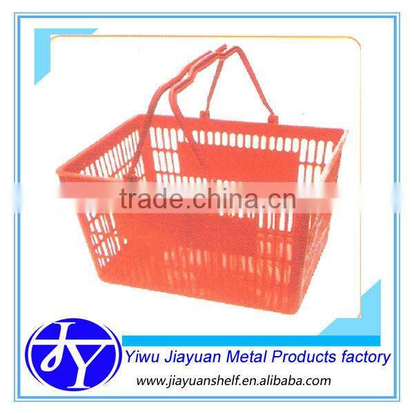 plastic market basket with two wheels and foldable handle bar