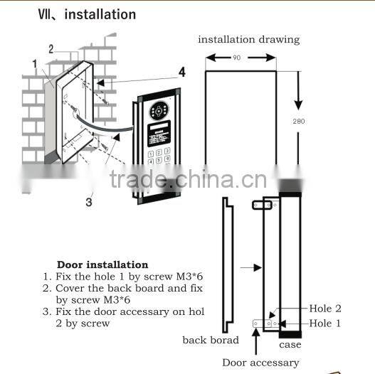 2016 Dimansi factory price high quality apartment building video intercom system
