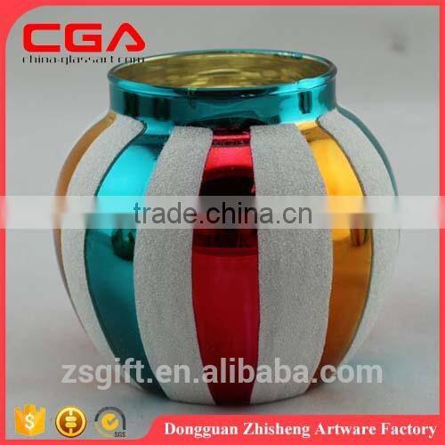 Round glass candle stand,painting glass candle holder for home decorations