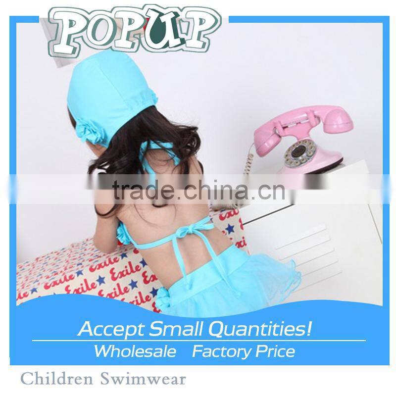 2015 Latest Fashion Six Blue Flower Tops Sling Bikini Beachwear For Sexy Baby