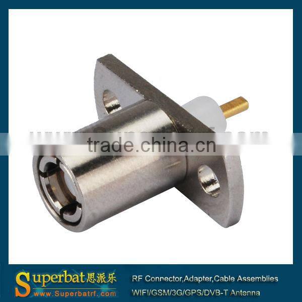 SMB connector 2 hole panel mount Plug with short dielectric and solder pos
