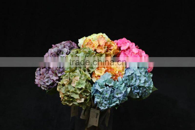 Single wholesale silk flower hydrangea for decoration with 30 forks