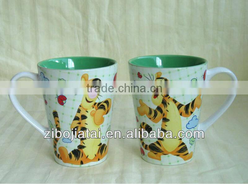 Ceramic V Shape Mug With Fruit Decal Printing