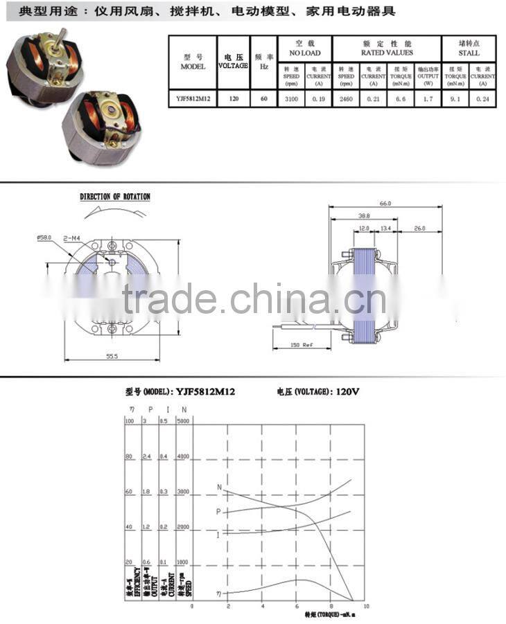 single phase shaded pole motor,humidifier motor,fan-heater motor