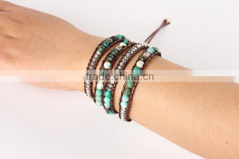 Pure natural turquoise paragraphs female winding bracelet for men and women lovers in Tibet