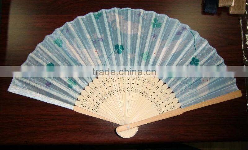 Chinese style hand fan with bamboo handle /cotton fan/polyester fan
