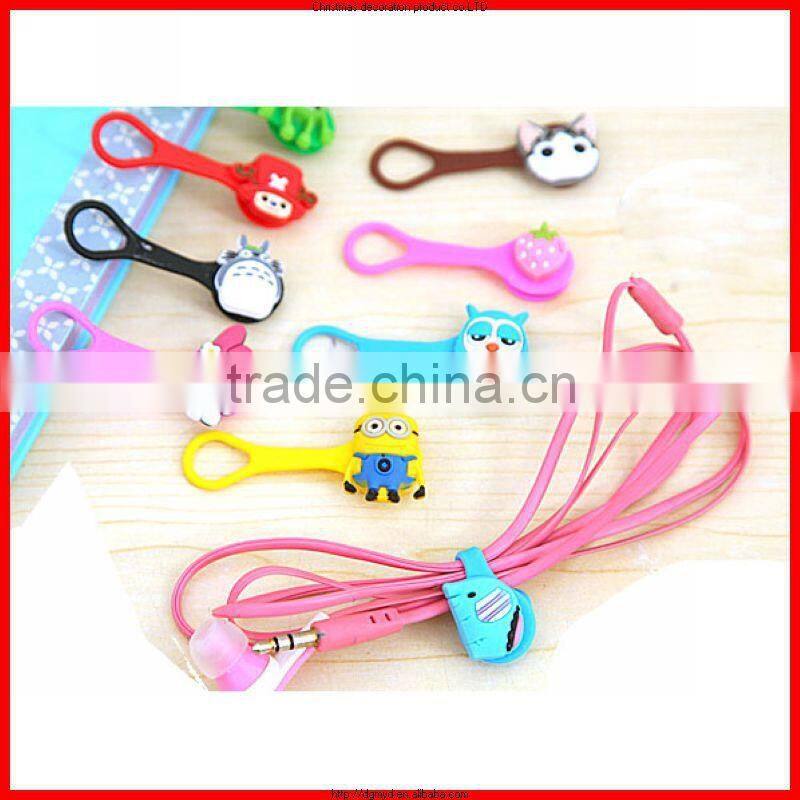 Fashion cable winder for earphone,unique design cute silicone bobbin winder