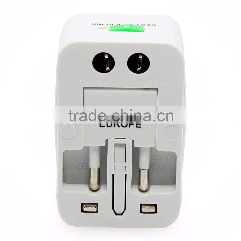 High quality Universal International Plug Adapter 2 USB Port World Travel AC Power Charger Adaptor