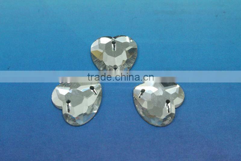 Newest !!Highest quality sew-on crystal beads number 3074# Heart shape Clear color for garment