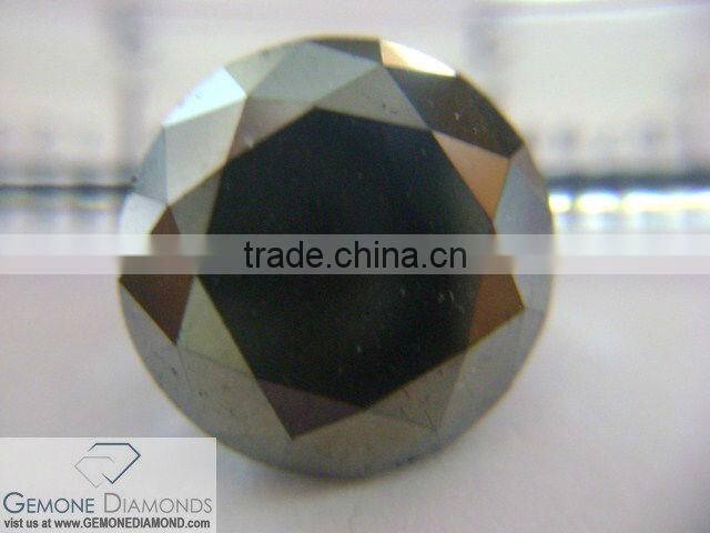 Real Loose Black Diamond Round Brilliant Cut
