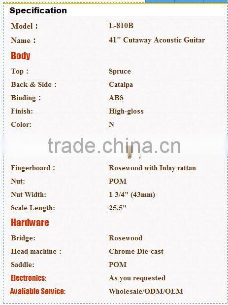 good quality catalpa acoustic guitar with fingerboard inlay