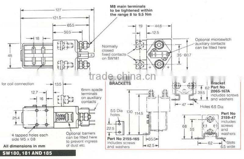 SW180 Magnetic Latching Type DC Contactor 200A