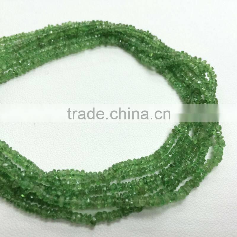 #87NZZ Natural Semi-Precious Roundel Faceted Loose Gemstone Beads Tsavorite