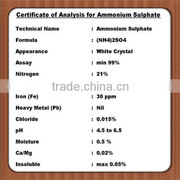 White Crystal Nitrogen Fertilizer 21N Caprolactam Ammonium Sulphate